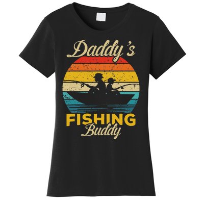 Daddys Fishing Buddy Funny Retro Dad Son Gift For Fisherman Women's T-Shirt