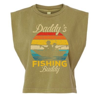 Daddys Fishing Buddy Funny Retro Dad Son Gift For Fisherman Garment-Dyed Women's Muscle Tee