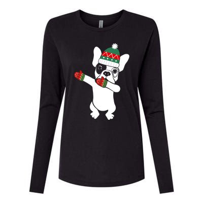 Dabbing French Bulldog Santa Christmas Funny Gift Xmas Meaningful Gift Womens Cotton Relaxed Long Sleeve T-Shirt