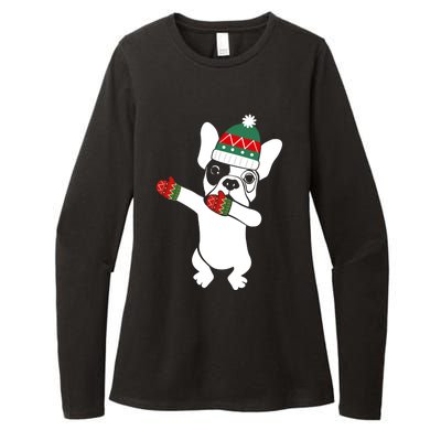 Dabbing French Bulldog Santa Christmas Funny Gift Xmas Meaningful Gift Womens CVC Long Sleeve Shirt