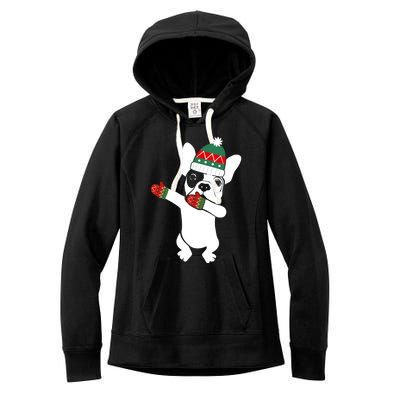 Dabbing French Bulldog Santa Christmas Funny Gift Xmas Meaningful Gift Women's Fleece Hoodie