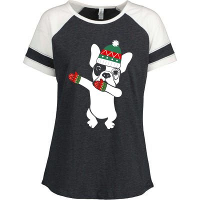 Dabbing French Bulldog Santa Christmas Funny Gift Xmas Meaningful Gift Enza Ladies Jersey Colorblock Tee