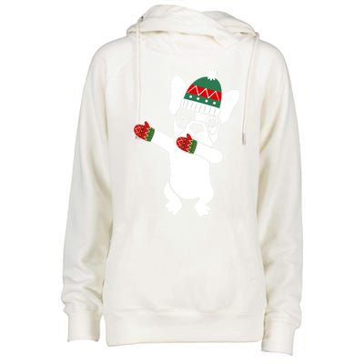 Dabbing French Bulldog Santa Christmas Funny Gift Xmas Meaningful Gift Womens Funnel Neck Pullover Hood