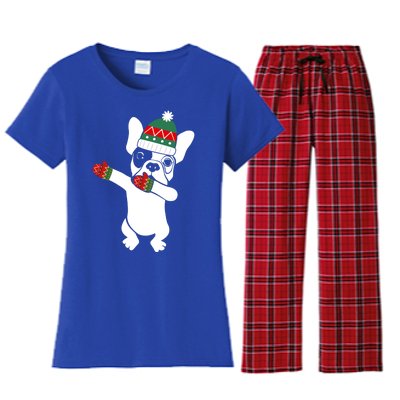 Dabbing French Bulldog Santa Christmas Funny Gift Xmas Meaningful Gift Women's Flannel Pajama Set