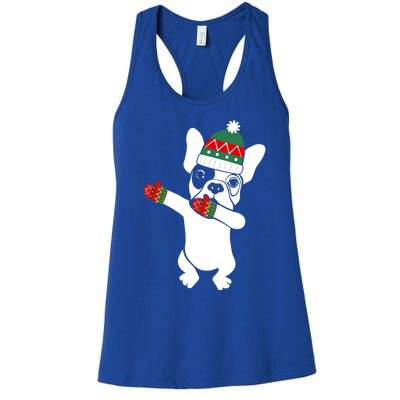 Dabbing French Bulldog Santa Christmas Funny Gift Xmas Meaningful Gift Women's Racerback Tank