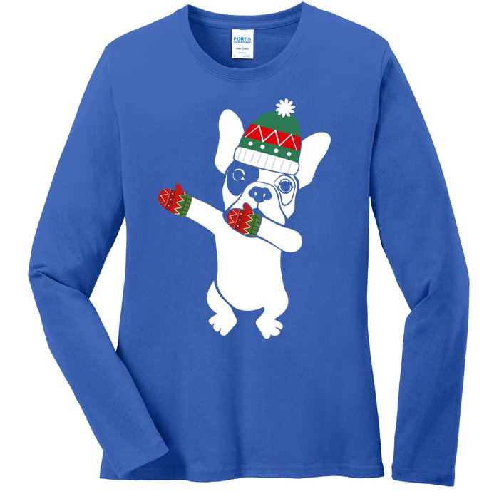 Dabbing French Bulldog Santa Christmas Funny Gift Xmas Meaningful Gift Ladies Long Sleeve Shirt