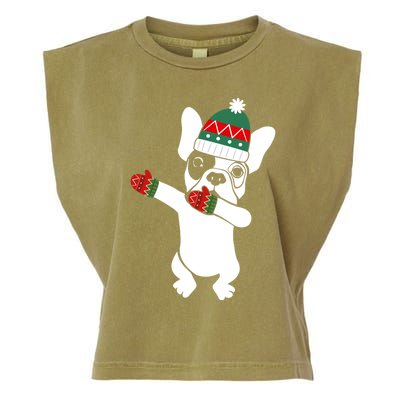 Dabbing French Bulldog Santa Christmas Funny Gift Xmas Meaningful Gift Garment-Dyed Women's Muscle Tee