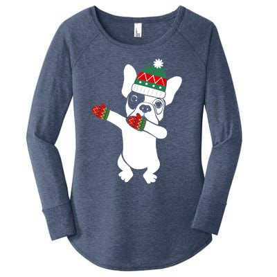 Dabbing French Bulldog Santa Christmas Funny Gift Xmas Meaningful Gift Women's Perfect Tri Tunic Long Sleeve Shirt