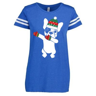 Dabbing French Bulldog Santa Christmas Funny Gift Xmas Meaningful Gift Enza Ladies Jersey Football T-Shirt