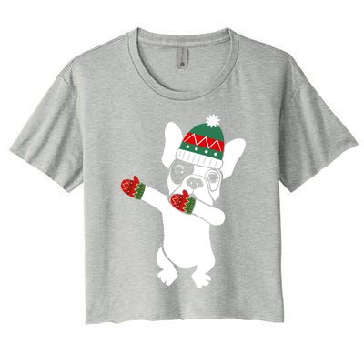 Dabbing French Bulldog Santa Christmas Funny Gift Xmas Meaningful Gift Women's Crop Top Tee