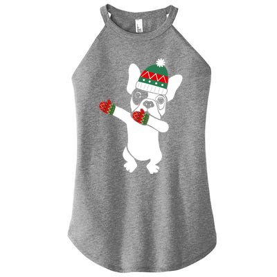 Dabbing French Bulldog Santa Christmas Funny Gift Xmas Meaningful Gift Women's Perfect Tri Rocker Tank