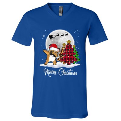 Dabbing French Bulldog Dab Dog Christmas Tree Funny Xmas Gift V-Neck T-Shirt