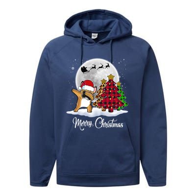 Dabbing French Bulldog Dab Dog Christmas Tree Funny Xmas Gift Performance Fleece Hoodie