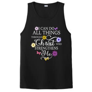 Daisy Flower Butterfly I Can Do All Things Through Christ Gift PosiCharge Competitor Tank