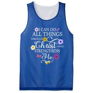 Daisy Flower Butterfly I Can Do All Things Through Christ Gift Mesh Reversible Basketball Jersey Tank