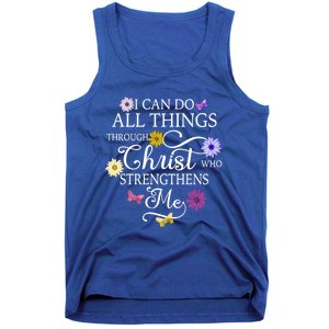 Daisy Flower Butterfly I Can Do All Things Through Christ Gift Tank Top