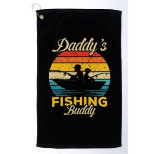 Daddys Fishing Buddy Funny Retro Dad Son Gift For Fisherman Platinum Collection Golf Towel