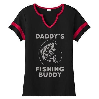 Daddys Fishing Buddy Perfect Dad Gift Ladies Halftime Notch Neck Tee