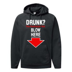 Drunk Free Breathalyzer Test Blow Here Performance Fleece Hoodie