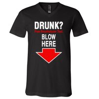 Drunk Free Breathalyzer Test Blow Here V-Neck T-Shirt