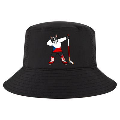 Dabbing French Bulldog Czech Republic Ice Hockey Fans Jersey Gift Cool Comfort Performance Bucket Hat