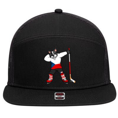 Dabbing French Bulldog Czech Republic Ice Hockey Fans Jersey Gift 7 Panel Mesh Trucker Snapback Hat