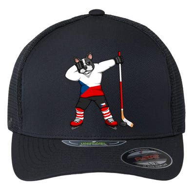 Dabbing French Bulldog Czech Republic Ice Hockey Fans Jersey Gift Flexfit Unipanel Trucker Cap