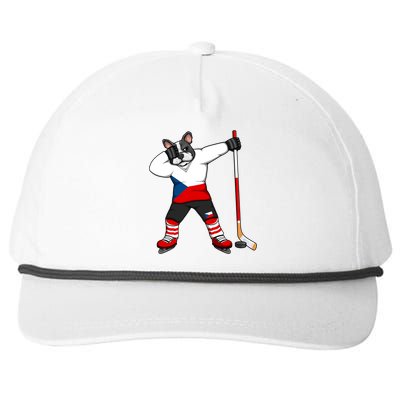 Dabbing French Bulldog Czech Republic Ice Hockey Fans Jersey Gift Snapback Five-Panel Rope Hat