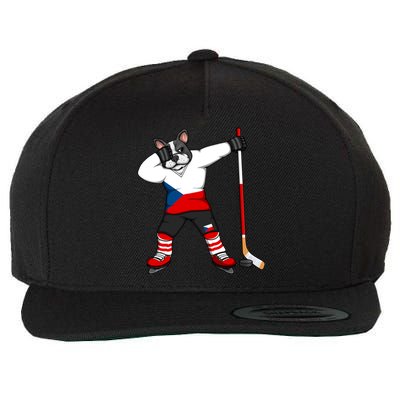 Dabbing French Bulldog Czech Republic Ice Hockey Fans Jersey Gift Wool Snapback Cap