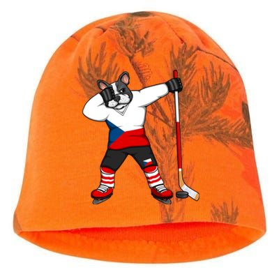 Dabbing French Bulldog Czech Republic Ice Hockey Fans Jersey Gift Kati - Camo Knit Beanie