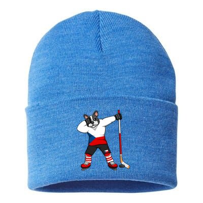 Dabbing French Bulldog Czech Republic Ice Hockey Fans Jersey Gift Sustainable Knit Beanie