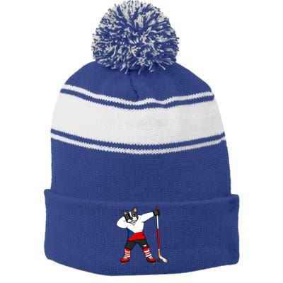 Dabbing French Bulldog Czech Republic Ice Hockey Fans Jersey Gift Stripe Pom Pom Beanie