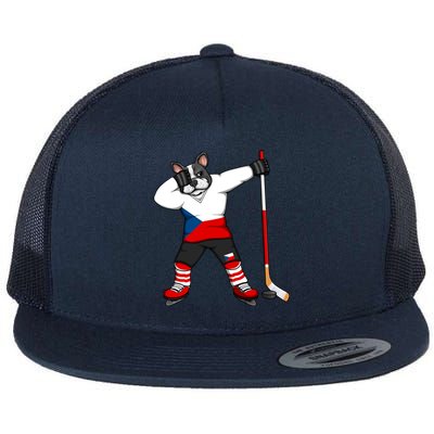 Dabbing French Bulldog Czech Republic Ice Hockey Fans Jersey Gift Flat Bill Trucker Hat