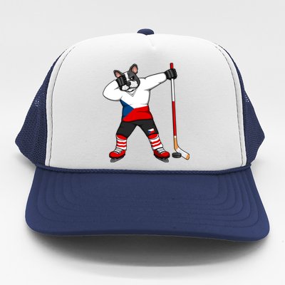 Dabbing French Bulldog Czech Republic Ice Hockey Fans Jersey Gift Trucker Hat