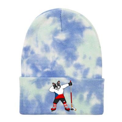 Dabbing French Bulldog Czech Republic Ice Hockey Fans Jersey Gift Tie Dye 12in Knit Beanie