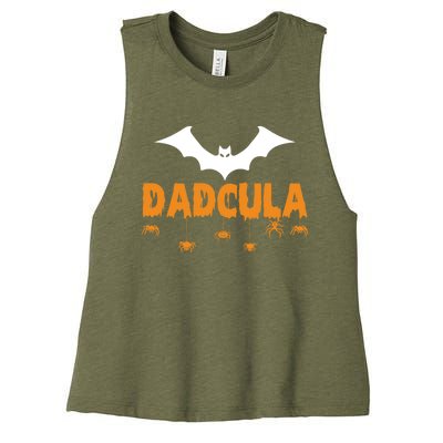 Dadcula Funny Bat Boo Dad Halloween Costume Design Halloween Cool Gift Women's Racerback Cropped Tank