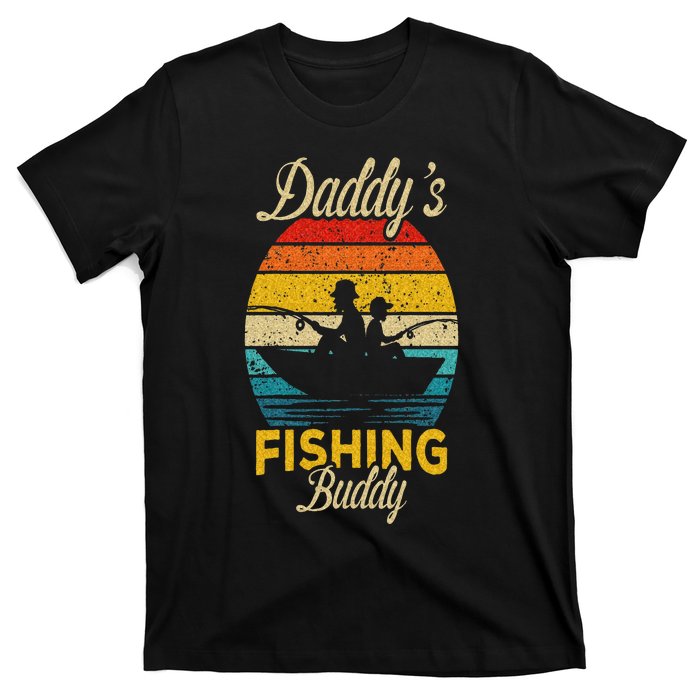 Daddys Fishing Buddy Funny Retro Dad Son Gift For Fisherman T-Shirt