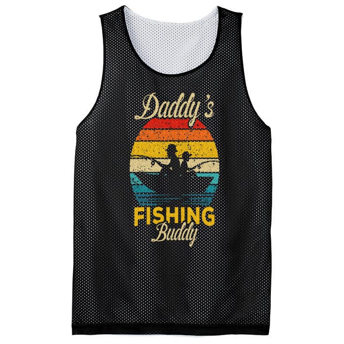 Daddys Fishing Buddy Funny Retro Dad Son Gift For Fisherman Mesh Reversible Basketball Jersey Tank