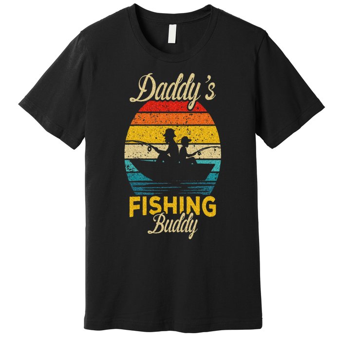 Daddys Fishing Buddy Funny Retro Dad Son Gift For Fisherman Premium T-Shirt