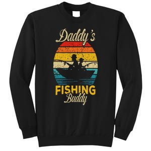 Daddys Fishing Buddy Funny Retro Dad Son Gift For Fisherman Tall Sweatshirt