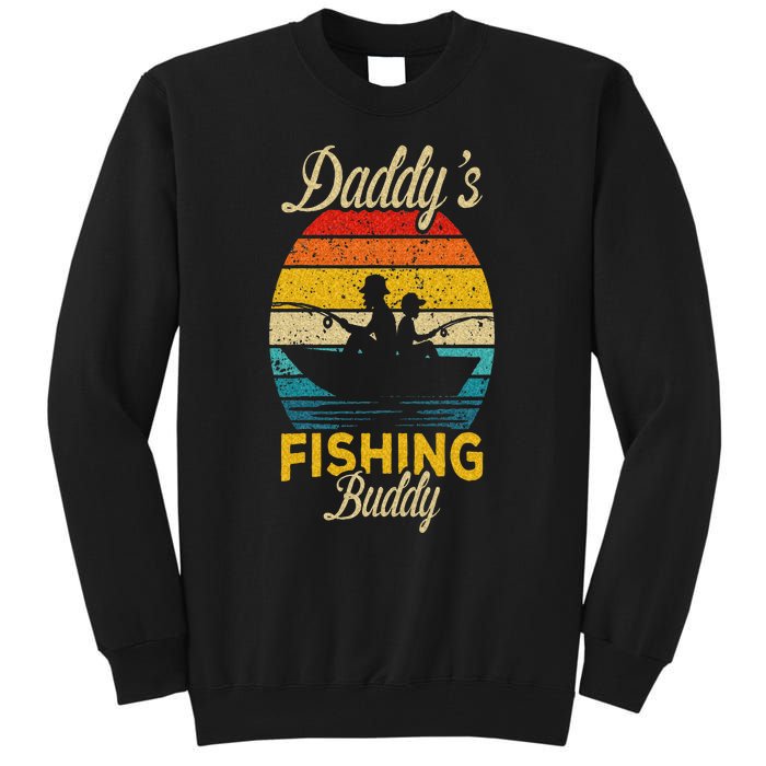 Daddys Fishing Buddy Funny Retro Dad Son Gift For Fisherman Tall Sweatshirt