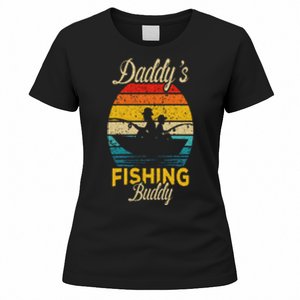 Daddys Fishing Buddy Funny Retro Dad Son Gift For Fisherman Women's T-Shirt