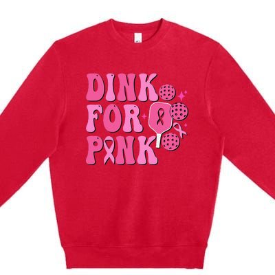 Dink For Breast Cancer Awareness Pickleball Ribbon Premium Crewneck Sweatshirt