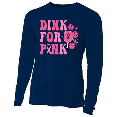 Dink For Breast Cancer Awareness Pickleball Ribbon Cooling Performance Long Sleeve Crew