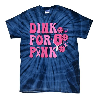 Dink For Breast Cancer Awareness Pickleball Ribbon Tie-Dye T-Shirt