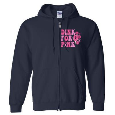 Dink For Breast Cancer Awareness Pickleball Ribbon Full Zip Hoodie