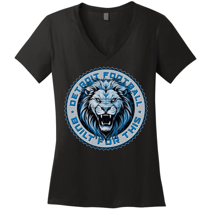 Detroit Football Built For This Football Sport Fan Women's V-Neck T-Shirt