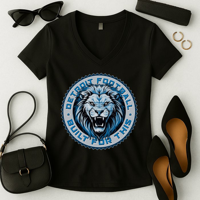 Detroit Football Built For This Football Sport Fan Women's V-Neck T-Shirt