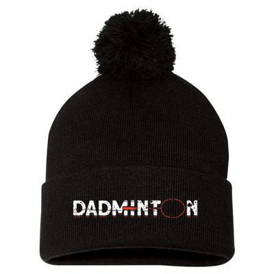 Dadminton Funny Badminton Player Badminton Pom Pom 12in Knit Beanie