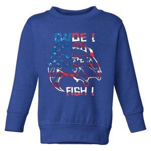 Dude! Fish! Bass American Flag Tee Gift Toddler Sweatshirt